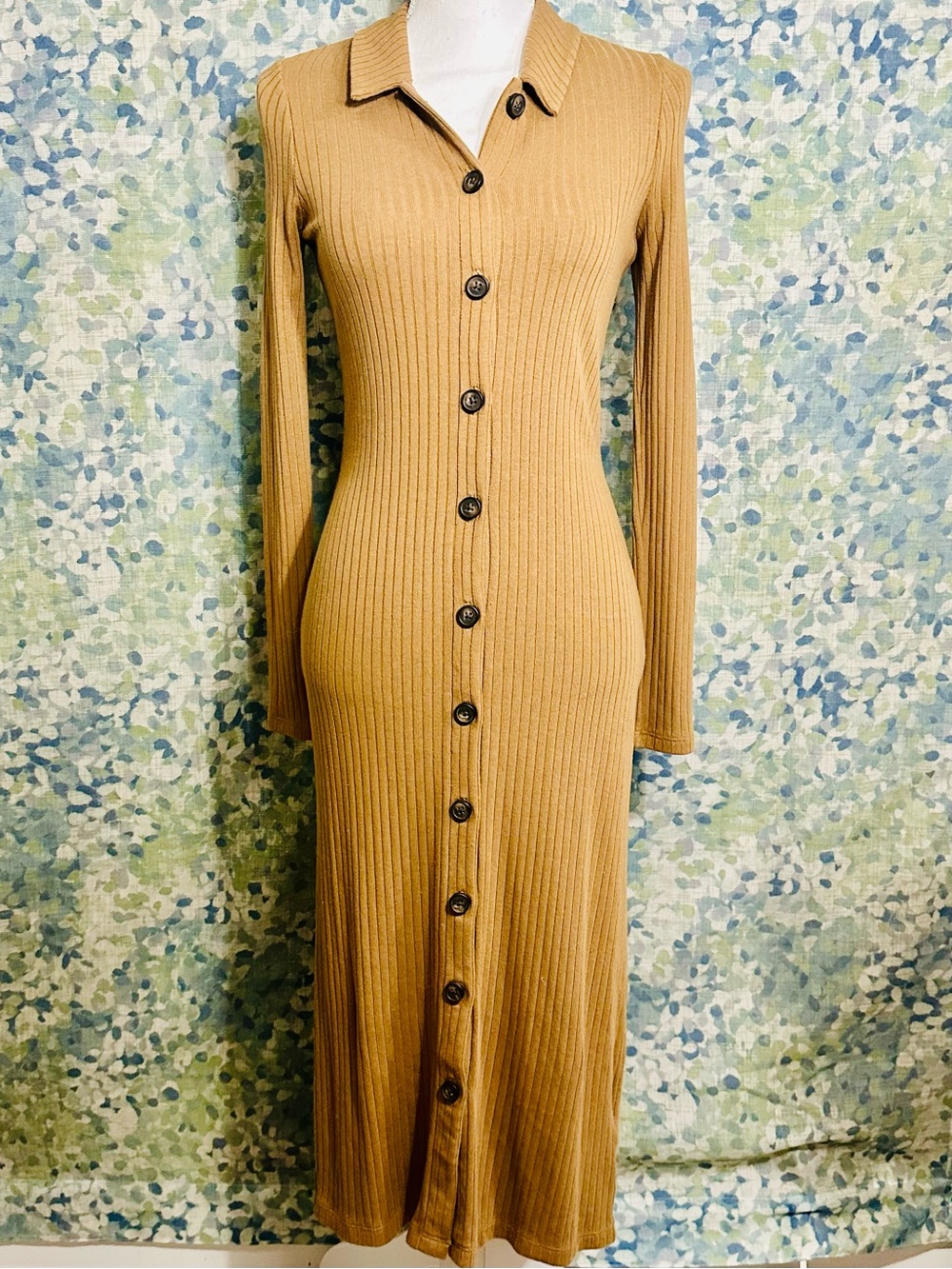 Madewell Ribbed Knit Collared Midi Dress XS
